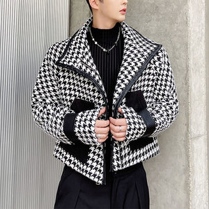 Houndstooth Cropped Casual Jacket