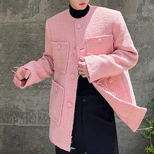 Load image into Gallery viewer, Vintage Pink Frayed Collarless Jacket
