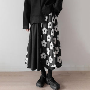 Dark Jacquard Double Panel Skirt