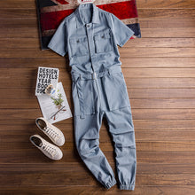 Load image into Gallery viewer, Retro Casual Multi-Pocket Short Sleeve Jumpsuits
